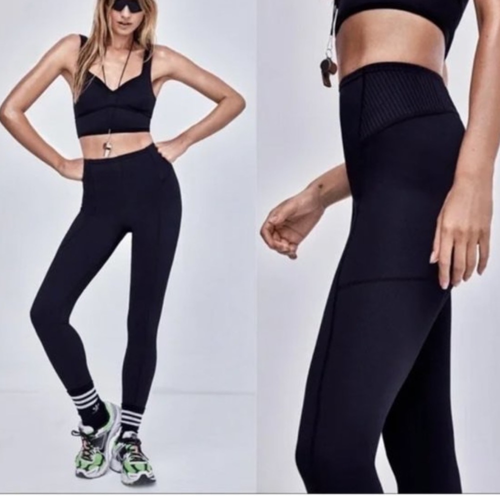 For Love & Lemons‎ Black Peyton Ribbed Leggings 24” Size M